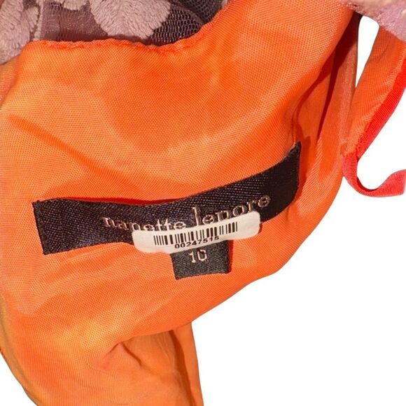 NWT Nanette Lepore Waldorf Girl Sheath Orange Crepe w/Lavender Lace Dress 10 - Picture 11 of 14